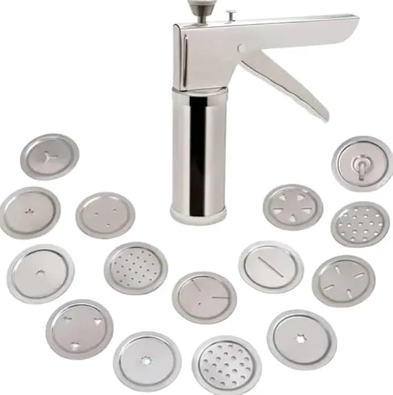Stainless Steel Kitchen Press, Idiyappam Maker Machine with 15 Different Types of Jalies, Murukku Machine, Bhujiya Maker, Noodles